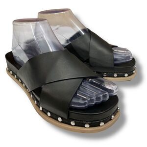 Dolce Vita Gracy Black Criss Cross Studded Slip On Mules Sandals Slides Flip Flo